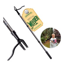 Load image into Gallery viewer, Grampa&#39;s Metal Weeder long handle stand up weed puller. Weeder tool that removes weeds without bending pulling or kneeling. Weed puller tool. Grandpas Weeder